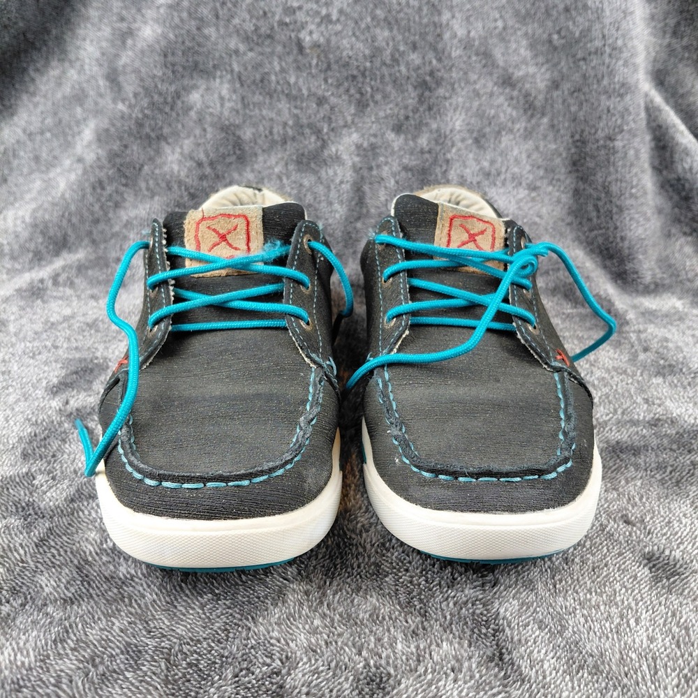 Twisted X Mens Shoes 7 1/2‎ M Black Denim Blue Laces Boat Shoes WCA0029 - Picture 2 of 8